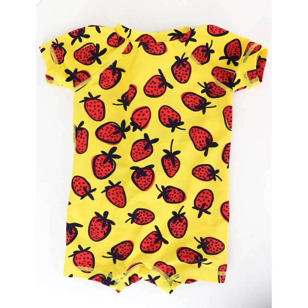 Hanna Andersson Rash Guard Swimsuit 3-6‎ Mos Strawberry Print Sun Protection